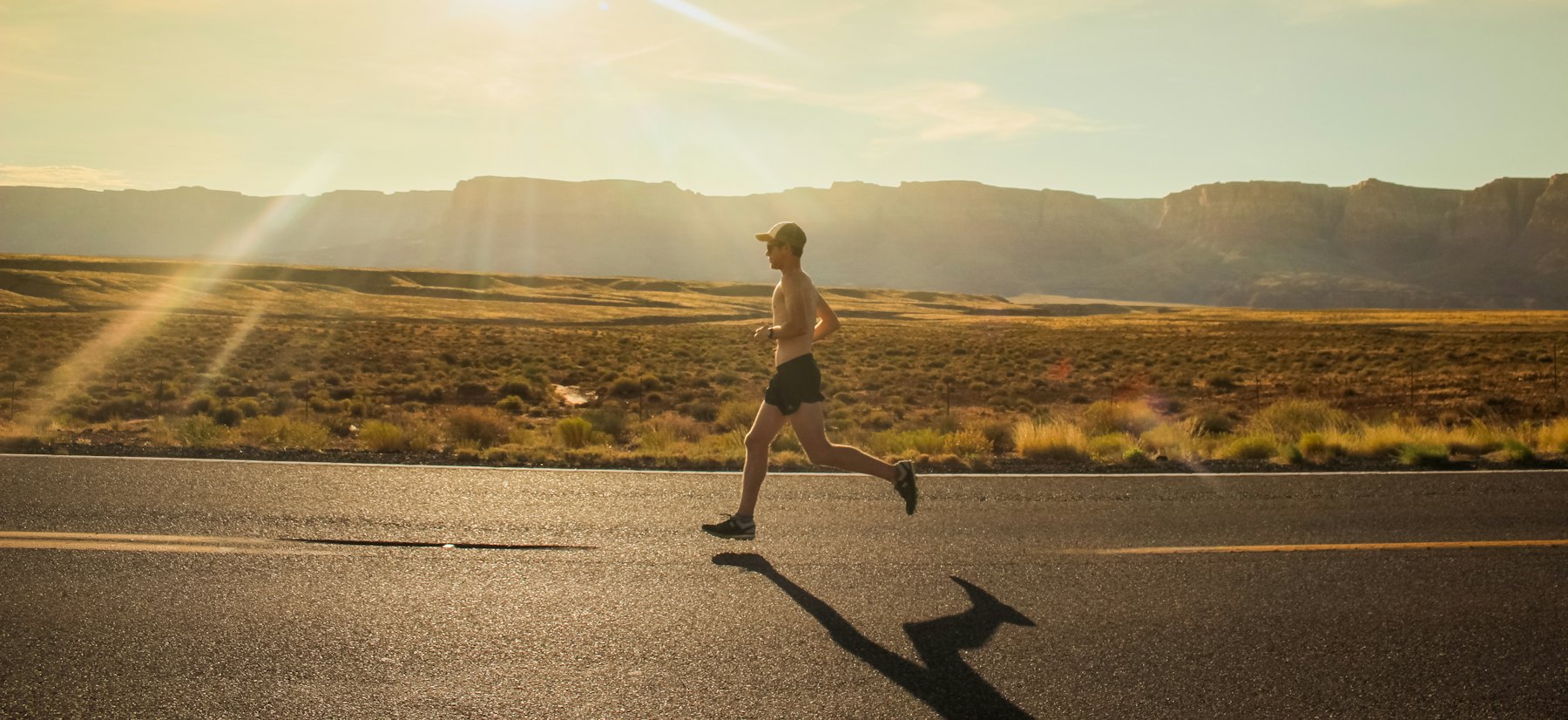 A runner on an open road